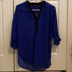 Women’s navy sheer blouse